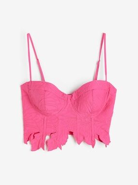 H&M Women’s Pink Babydoll Fairy Embroidered Corset Bustier Crop Top Cotton BNWT